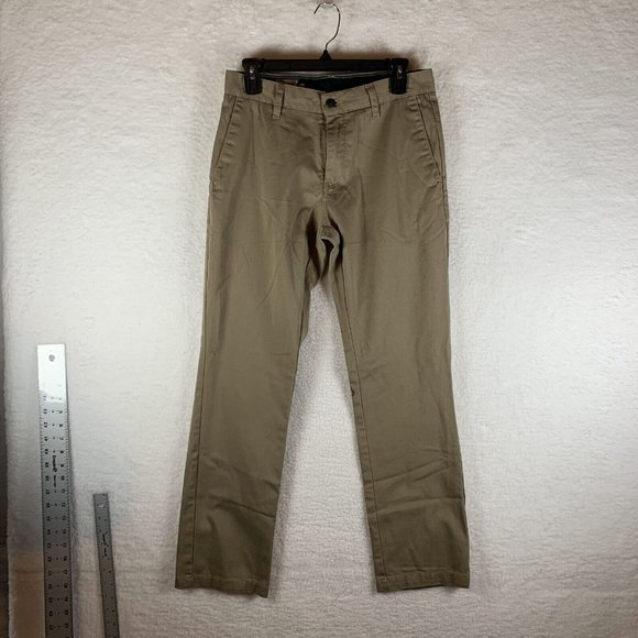 Volcom Chino Pants Men's Size 29 Khaki Low Rise Straight Leg Pockets Cotton 6429 - Picture 1 of 8